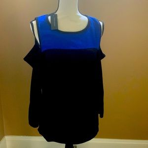 NWT Cable and Gauge cutout shoulder colorblock sweater